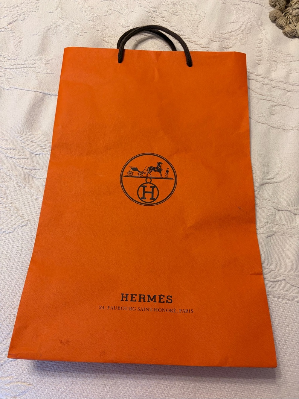 Hermes Orange Paper Shopping Bag w/ corded handles - see pictures designer